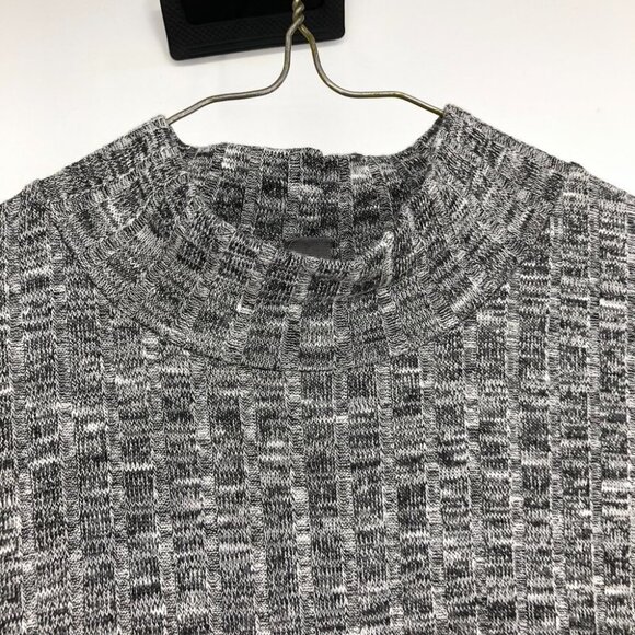 Warehouse one marled grey ribbed knit sleeveless turtleneck ruched sides - Picture 8 of 13